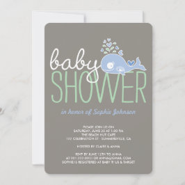 Cartoon Schwangere Blue Mommy Whale Boy Baby Dusch Einladung