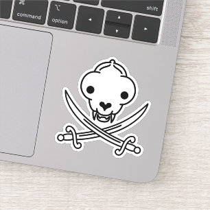 Cartoon Schwarz-weiß Jolly Kitty Pirate Skull Bone Aufkleber
