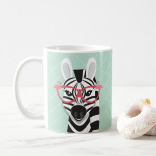 Cartoon Schwarz-weiß Zebra Pink Flamingo Sonnenbri Kaffeetasse