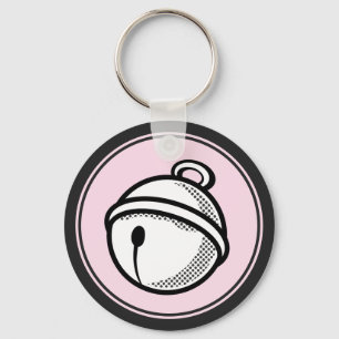 Cartoon Schwarz-weißer Cat Bell Pop Art Graphic Ke Schlüsselanhänger