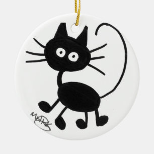 Cartoon-schwarze Katze Keramik Ornament