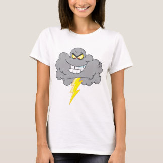 Cartoon-schwarze Wolke mit Blitz T-Shirt