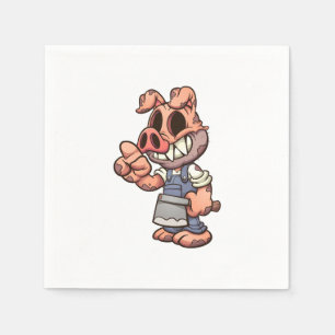 Cartoon Schwein tragen eine Maske und machen die S Serviette