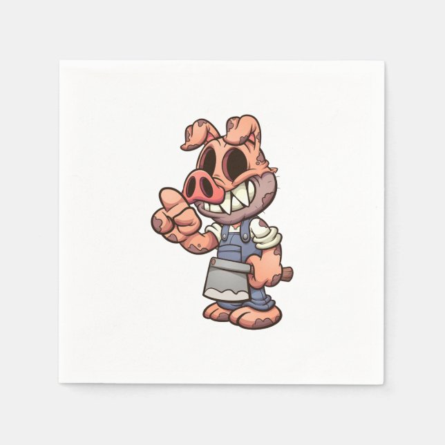Cartoon Schwein tragen eine Maske und machen die S Serviette (Vorderseite)