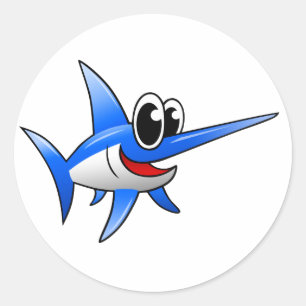 Cartoon-Schwertfische Runder Aufkleber