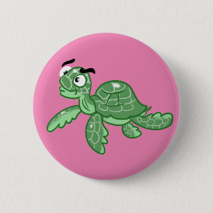 Cartoon Sea Turtle Button
