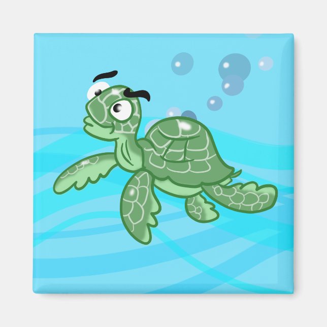 Cartoon Sea Turtle Magnet (Vorne)