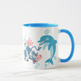 Cartoon Seacow und Delphin-Tasse Tasse