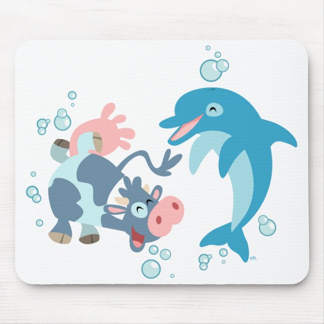 Cartoon Seacow und Dolphin Mousepad (Vorne)
