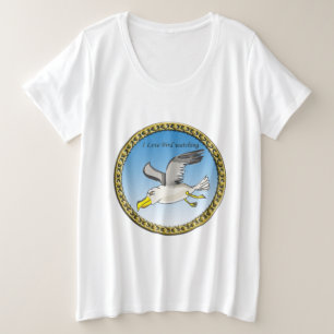 Cartoon Seagull mit Goldrahmen Große Größe T-Shirt