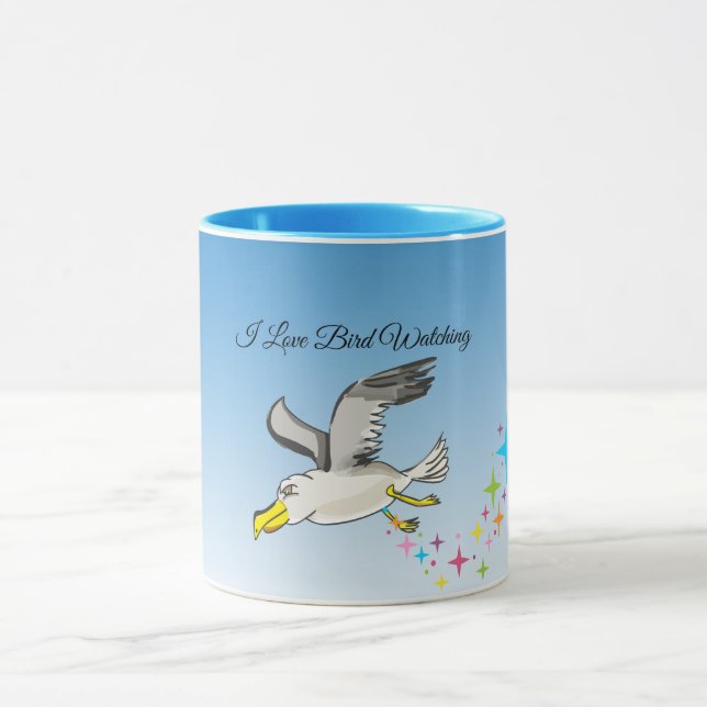 Cartoon Seagull über Kopf mit blauem Himmel Tasse (Zentrum)