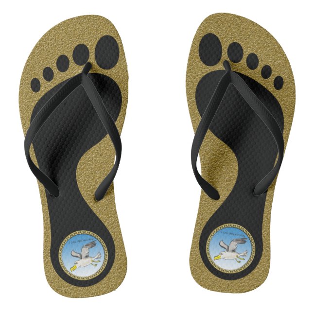 Cartoon-Seagull über Kopf mit Goldstruktur Flip Flops (Fußbett)
