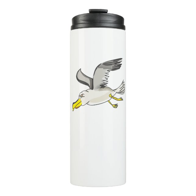 Cartoon Seagull über Kopf Thermosbecher (Vorderseite)