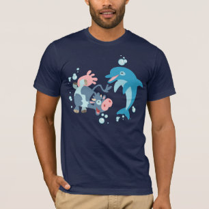 Cartoon-Seesäugetiere: Seacow und Delphin-T - T-Shirt