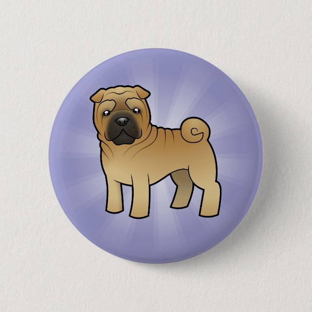 Cartoon Shar Pei Button (Vorderseite)