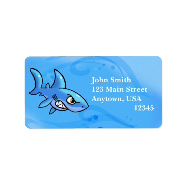 Cartoon Shark Adressaufkleber (Vorne)
