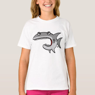 Cartoon Shark Girls Ringer T - Shirt