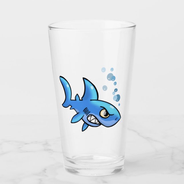 Cartoon Shark mit Gritted Zähne Glas (Vorderseite)
