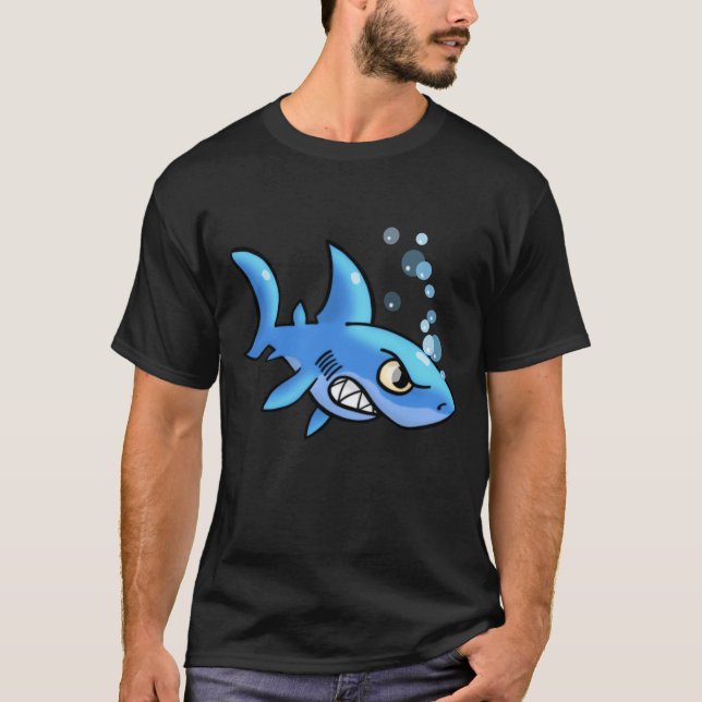 Cartoon Shark mit Gritted Zähne T-Shirt (Vorderseite)