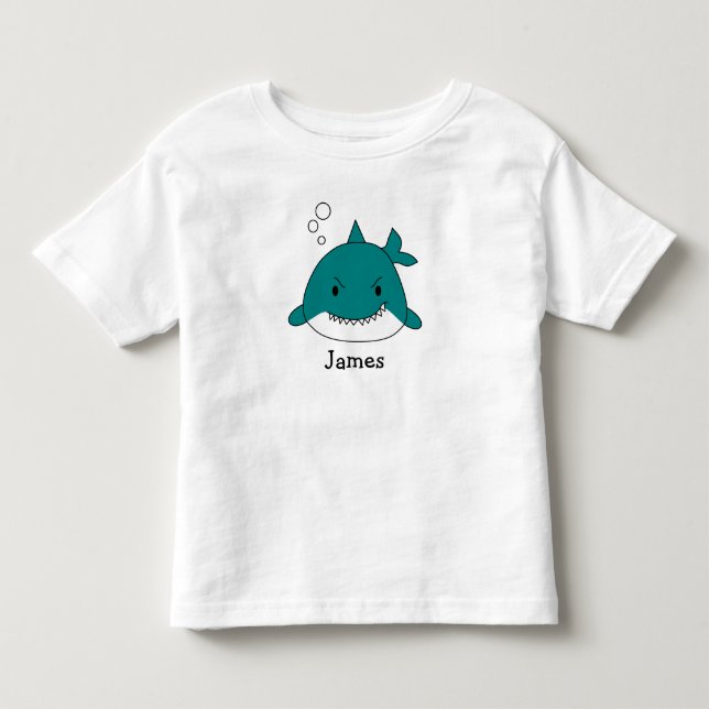 Cartoon Shark Personalisiert Kleinkind T-shirt (Vorderseite)