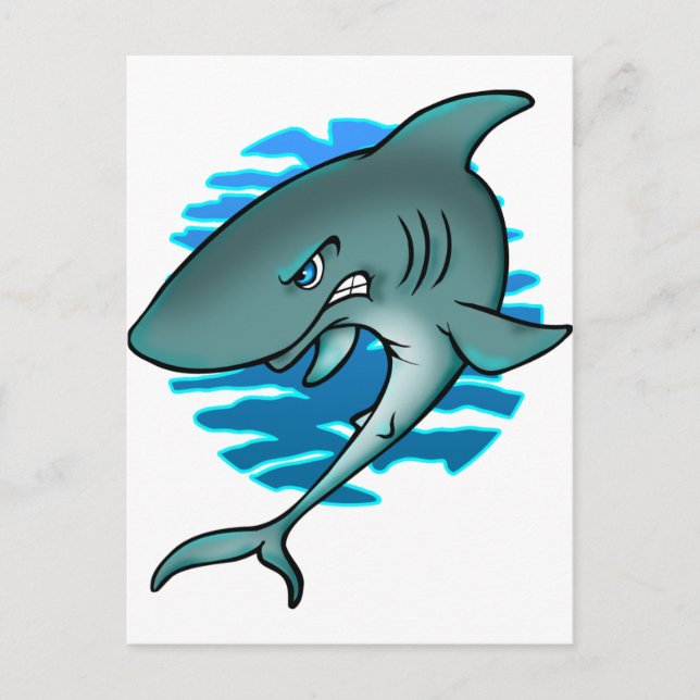 Cartoon Shark Postkarte (Vorderseite)