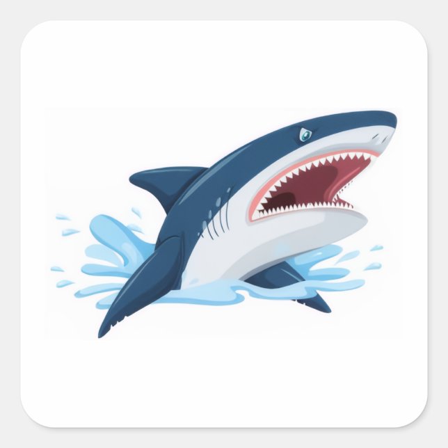 cartoon shark quadratischer aufkleber (Vorderseite)