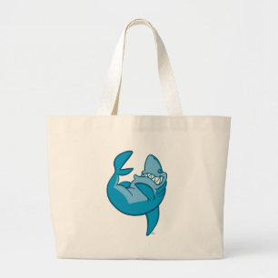 Cartoon Shark rollt zurück lacht Beach Bag Jumbo Stoffbeutel