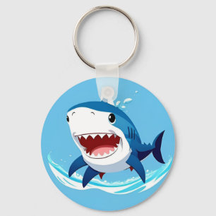 Cartoon Shark Schwimmen unter Wasser Schlüsselanhänger