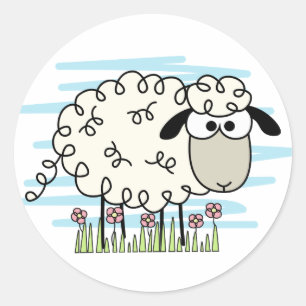Cartoon Sheep Button Runder Aufkleber