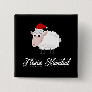 Cartoon Sheep Fleece Navidad Button