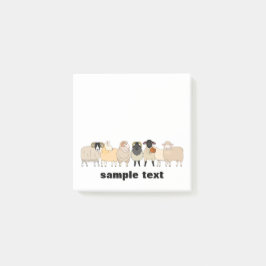 cartoon sheep group post it. post-it klebezettel