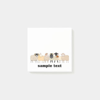 cartoon sheep group post it. post-it klebezettel