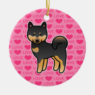 Cartoon Shiba Inu Liebe Keramikornament