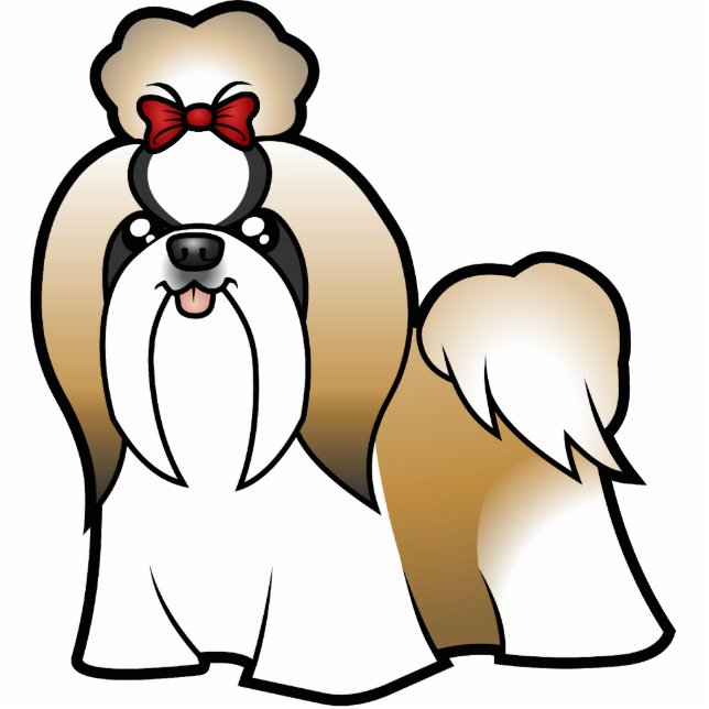 Cartoon Shih Tzu (Show geschnitten) Fotoskulptur Magnet (Vorne)