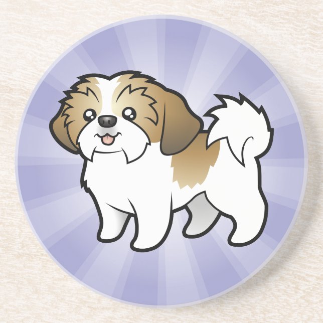 Cartoon Shih Tzu (Welpe geschnitten) Getränkeuntersetzer (Vorne)