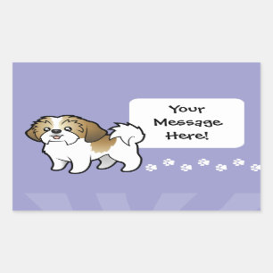 Cartoon Shih Tzu (Welpe geschnitten) Rechteckiger Aufkleber