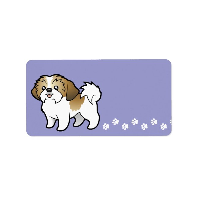 Cartoon Shih Tzu (Welpenschnitt) Adressaufkleber (Vorne)
