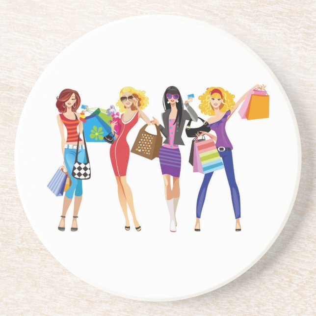 CARTOON SHOPPING MÄDCHEN VECTORS FASHION STIL FUN  GETRÄNKEUNTERSETZER (Vorne)