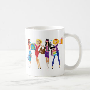 Cartoon SHOPPING MÄDCHEN VECTORS FASHION STIL FUN  Kaffeetasse