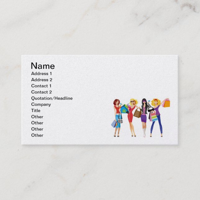 Cartoon SHOPPING MÄDCHEN VECTORS FASHION STIL FUN  Visitenkarte (Vorderseite)