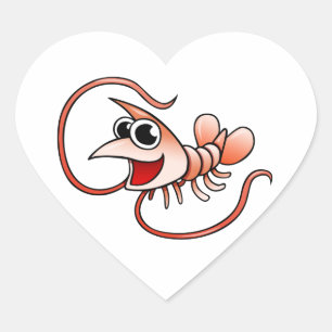 Cartoon Shrimp Herz-Aufkleber