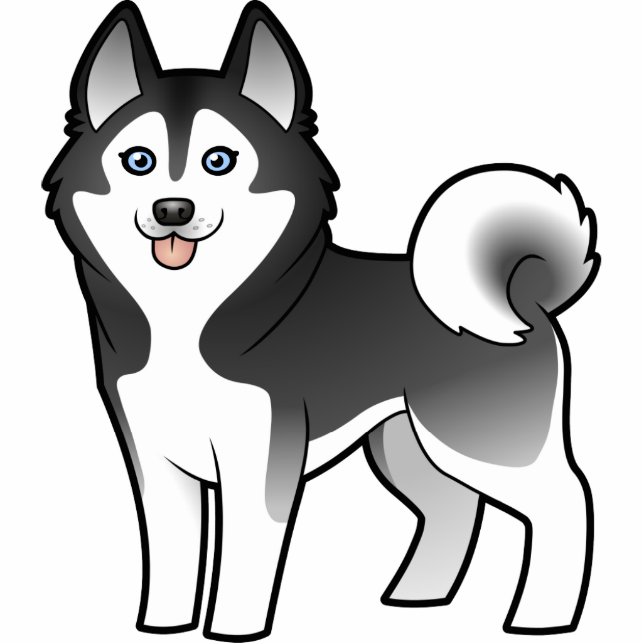 Cartoon-sibirischer Schlittenhund/alaskischer Fotoskulptur Magnet (Vorne)
