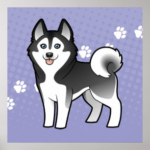 Cartoon-sibirischer Schlittenhund/alaskischer Poster