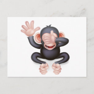 Cartoon sieht keinen bösen Affen Postkarte