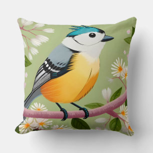 🎨 Cartoon-Singvogel-Blumen-Zweig-Homedekoration Kissen