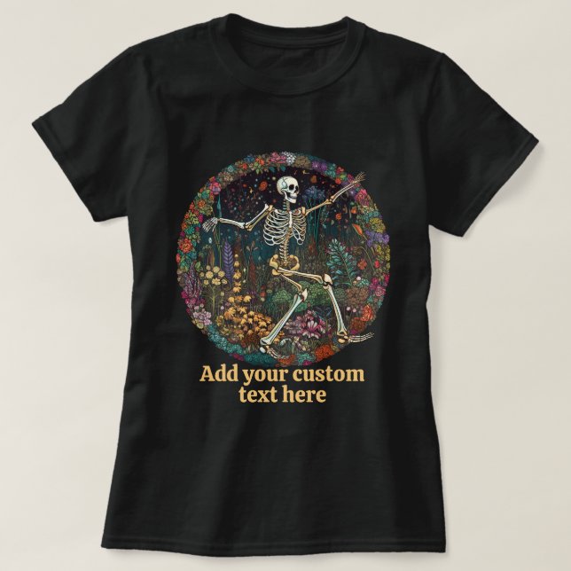 Cartoon Skeleton Blumencotattacore Skelett Lover T-Shirt (Design vorne)