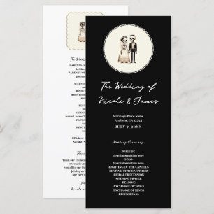 Cartoon Skeleton Bride + Groom Mariage Menu
