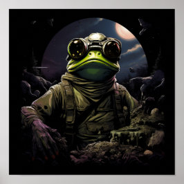 Cartoon Skeleton Frog in der Nacht - Lebhafte Nach Poster