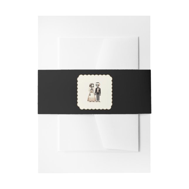 Cartoon Skelettbrücke + Groom Whimsical Wedding Einladungsbanderole (Vorderseite Beispiel)