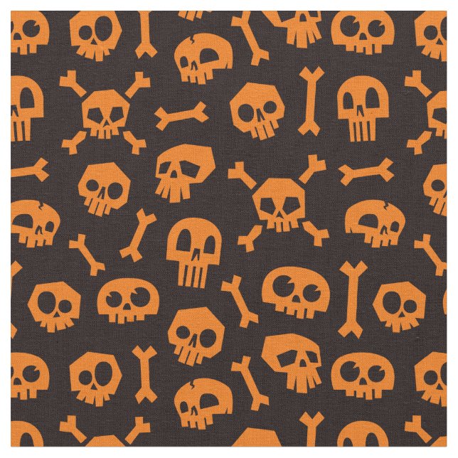 Cartoon Skull und Crossbones Pumpkin Stoff (Nahaufnahme)